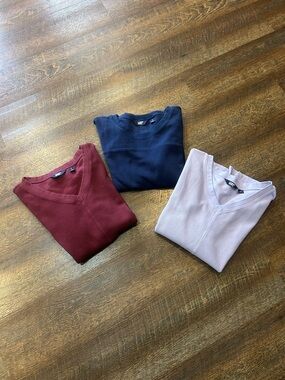 Lands' End Women's Waffle Tops - Burgundy, Navy, Lavender S